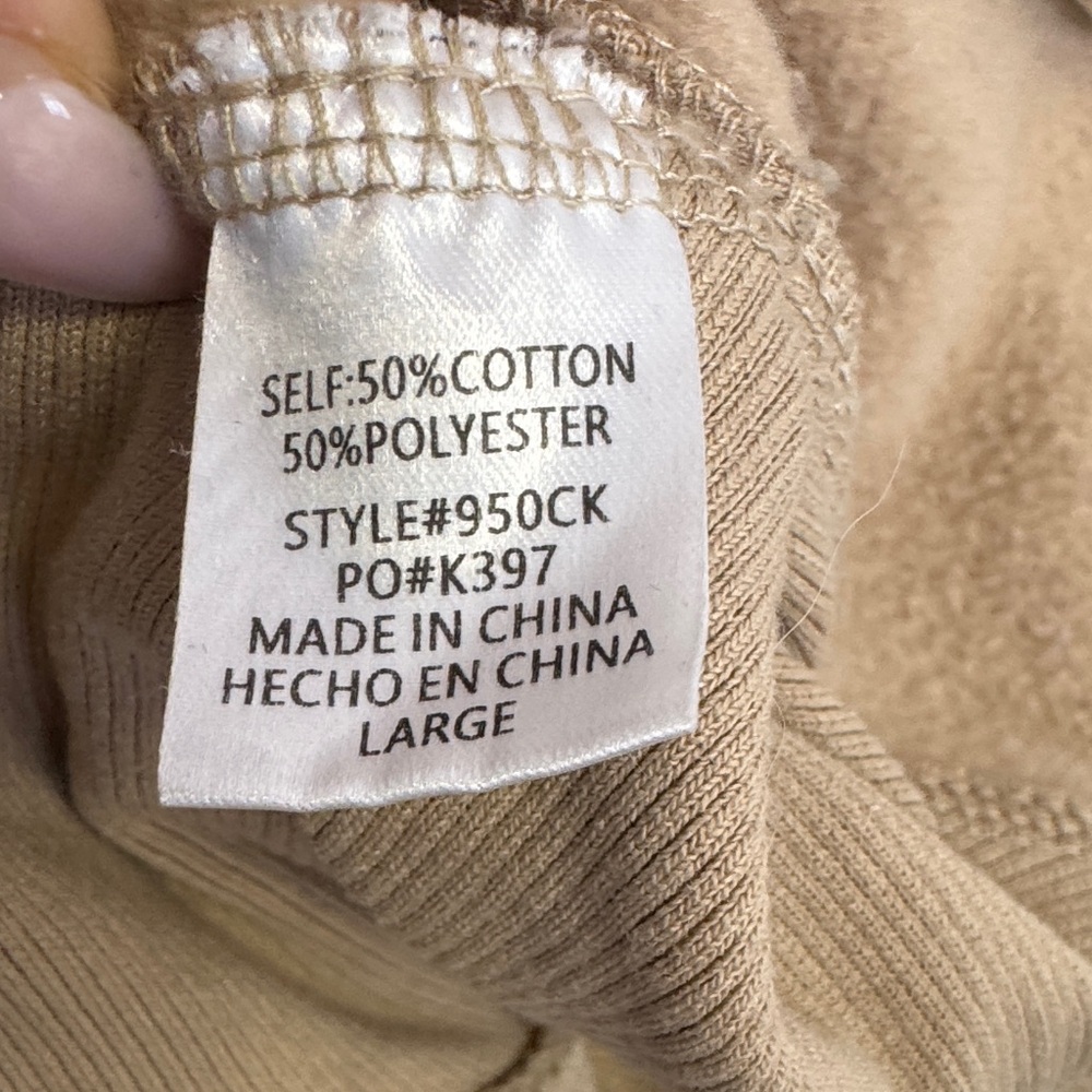 AEMI + CO Cropped Half Zip Pullover Neutral Cozy Kangaroo Pocket Large - Picture 4 of 7